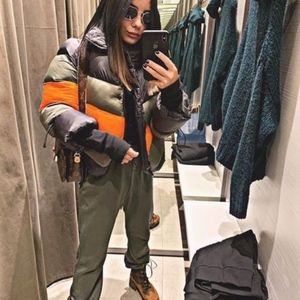 zara colour block puffer jacket